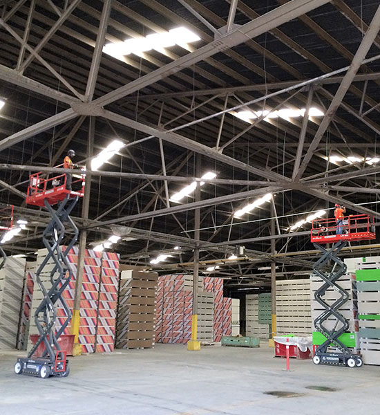 warehouse-3 LED lights in warehouse